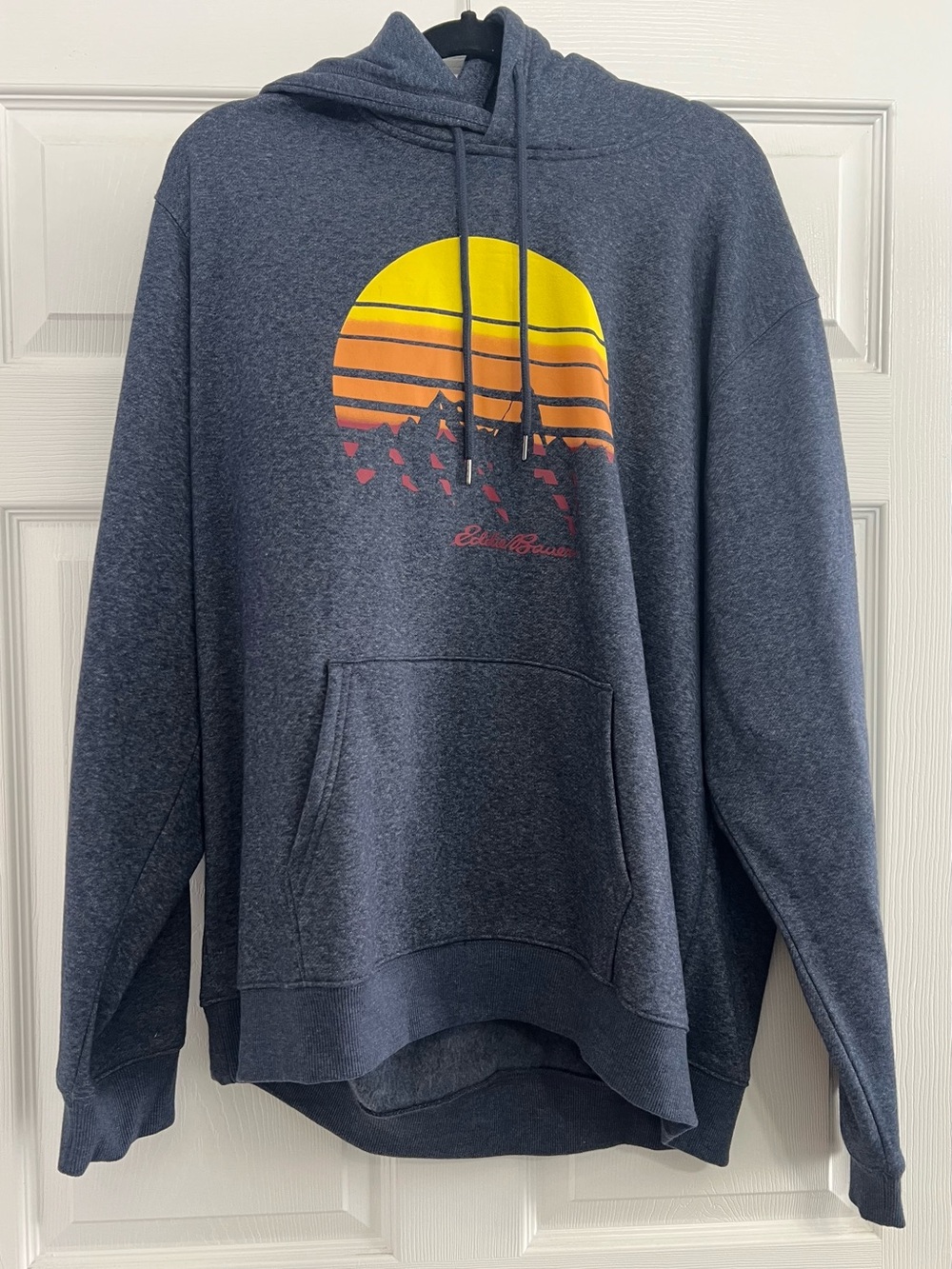 Eddie Bauer Men's XXL Graphic Outdoor Hoodie Heather Navy NWT $70